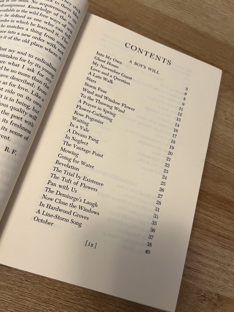 Example of front matter: table of contents